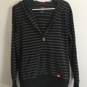 Black & White Stripe North Face Hoodie